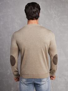 Manfinity Homme Áo len nam Khối Màu Giải trí - Màu Khaki - Xem 2