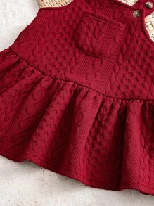 Cozy Pixies Baby Girl 2pcs Christmas Print Round Neck Long Sleeve Top And Bib Dress Set, Winter Clothes - Multicolor - View 13