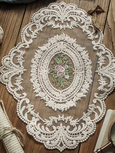 1 件复古手工钩针蕾丝桌布白色花朵镂空家居装饰防尘罩适用于客厅卧室婚礼派对咖啡茶几波西米亚风农舍装饰家纺