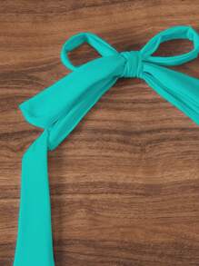 SHEIN Swim Einfarbiges Bikini-Oberteil mit Trägerhals und rückenfrei für Sommer und Strand