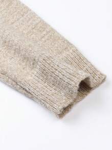 Manfinity Hypemode Men's Casual Minimalist Everyday Versatile Solid Color Dropped Shoulder Loose Polo Neck Sweater - Khaki - View 4