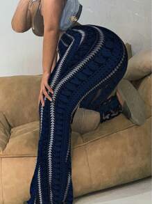 Plus Size Fashion Casual Geometric Print Flared Pants