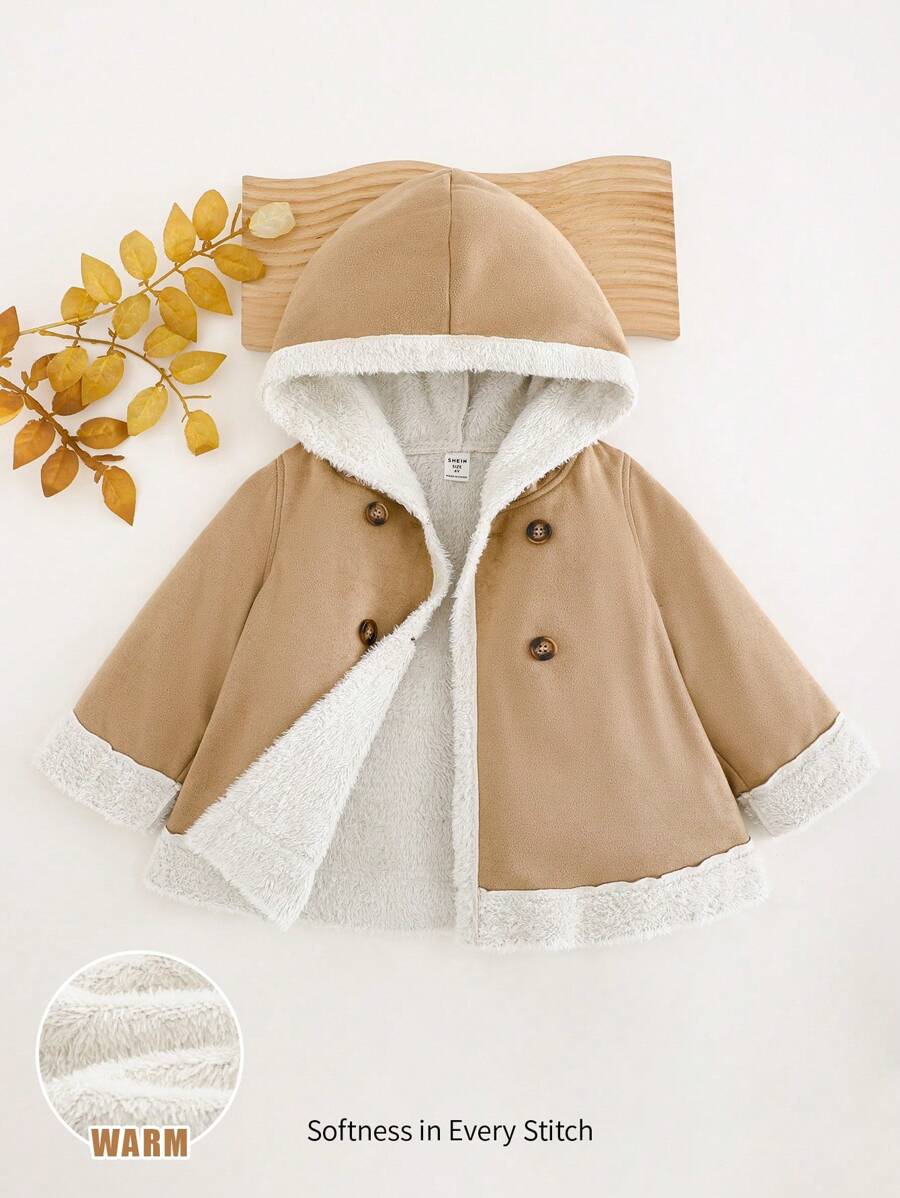 Cozy Pixies Kinder Herbst/Winter Doppelreihiger, dick gefütterter Fleece Kapuzenpullover, Lässig Allrounder