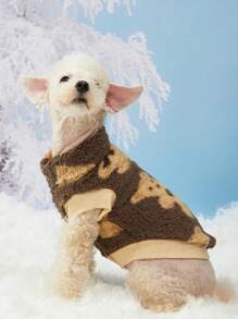 PETSIN Huisdier Bruine Beer Fleece Warm Mouwloos Vest Jas