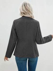 SHEIN LUNE Chaqueta de unicolor informal y de doble botonadura, adecuada para el transporte, otoño