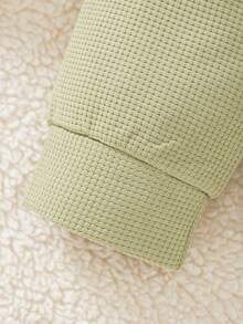 Bộ đồ liền quần vải tổ ong dễ thương cho bé trai mùa xuân và mùa thu - xanh quân đội - Xem 5