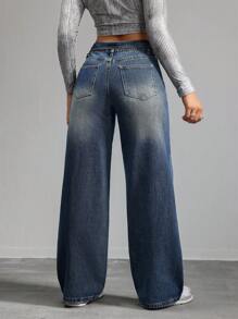 SHEIN Tall Women's Jeans Casual Fit Straight Trousers Blue Women's Loose Jeans Tall Women Pants Low Rise Baggy Jeans, Fall Women Clothes