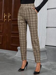 EMERY ROSE Women's Plaid Pocket Cone Casual & Work Pants