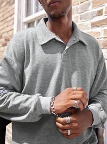 Manfinity Dauomo 男士休闲 Polo 领衬衫，度假休闲街头风格 - 灰色 - 查看 7