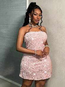 Slaydiva Robe mini élégante et pailletée avec encolure en cœur style A-line, coupe cintrée, convenant pour les fêtes, automne/hiver, grande taille