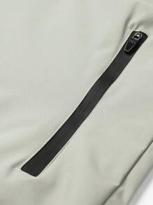 Manfinity Sport Corelite 男友风男士纯色拼接前拉链长袖休闲连帽运动夹克 - 淺灰色 - 查看 5