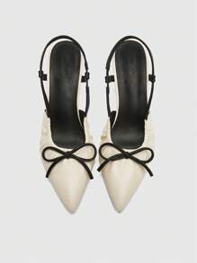 CUCCOO CHICEST 女士后跟蝴蝶结装饰高跟鞋，酒红色春季鞋，春假复活节舞会高跟鞋，优雅婚鞋 - 米色 - 查看 7