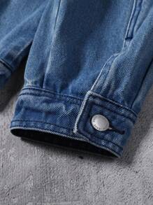 Manfinity EMRG Men's Light Blue Washed Casual Loose Denim Jacket - Light Wash - View 10