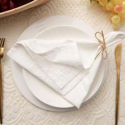 1/6pcs Modern Simple Square Napkins,Skin-Friendly, Absorbent Napkin Cloth,European & American Vintage Style Festive Decor Solid Color Pleated Texture Simple, For Table Setting,Restaurant/Home/Party Table Decoration Square Napkins, Cup Cloth, Tablecloth,Place Mat(Available In Multiple Colors) Christmas For Holiday Gift Giving