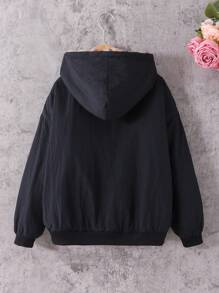 SHEIN Serisse Kids 青少年女孩温暖休闲连帽衫宽松泰迪羊毛豹纹双面可翻转动物印花蓬松冬季夹克/外套，秋冬保暖，日常穿着