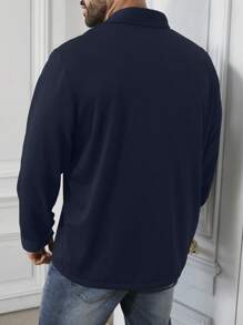 Manfinity Homme Plus Size Men's Solid Color Long Sleeve Single Breasted Utility Pocket Casual Jacket For Autumn/Winter