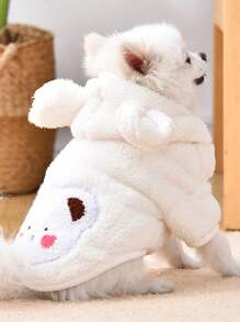 1 Pieza Disfraz de Perro con Capucha de Peluche Suave y Cómodo de Oso para Invierno/Otoño, Ropa de Mascota, Regalo para Navidad