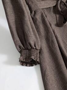 Mulvari Plus Size Casual Solid Color Ruffle Hem Front Zipper Jacket, Autumn - Grey - View 9