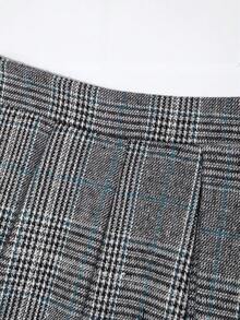 Women's Pleated Minimalist Plaid Skirt, Casual Everyday - Blue - View 5