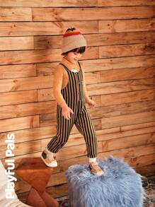 SHEIN 1pc Boys' Striped Jumpsuit,Hooded One-Piece With Embroidery Embellishment,Warm And Comfortable Fabric,Suitable For Layering With Solid T-Shirt - Brown - View 27