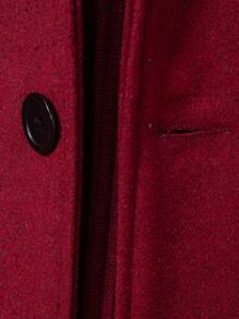 Manfinity Mode 男士纯色前扣商务休闲夹克，秋冬 - 酒紅色 - 查看 3