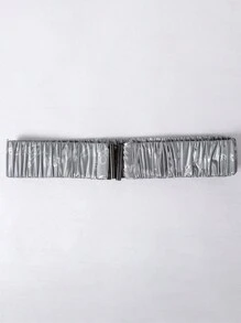 Reflektierende Buchstaben Muster Kontrast Farbe Reißverschluss Rucksackgurt Gezogene Taille Gepolsterter Mantel für Teenager