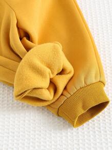 Cozy Pixies 2 件装男婴/女婴卡通熊耳朵装饰混合面料长袖连帽衫和慢跑裤套装，秋冬 - 彩色 - 查看 10