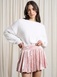 AiiRZ Velvet Bubble Hem Mini Skirt - Pink - View 1