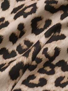 DAZY 女式简约豹纹无袖短款连衣裙，休闲日常猎豹印花秋冬 - 棕色 - 查看 9