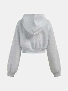 SHEIN Girlism Teen Girl Gray Hooded Two-Piece Set, Double-Zipper Jacket With Straight-Leg Loose Pants, Collegiate Style Set, Suitable For Back To School, Street Wear