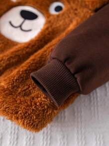 Cozy Pixies Bộ 2 món/Bộ áo nỉ trùm đầu tay raglan phối màu cho bé trai và quần jogger - Cà phê nâu - Xem 4