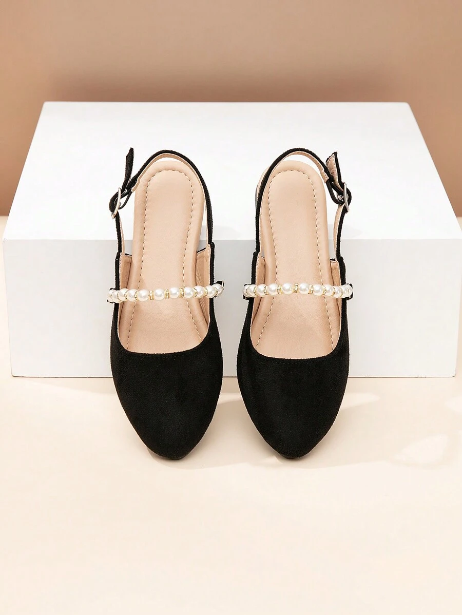 Giày bệt mũi nhọn Mary Jane thời trang mới, phù hợp cho bé gái tuổi teen, giày bệt ngoài trời thông thường cho học sinh và trường học - màu đen - Xem 1