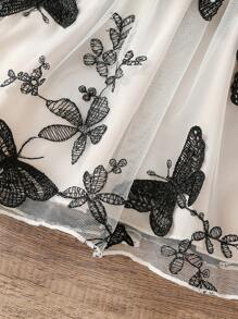 1pc Baby Girl Cute Butterfly Embroidery Bodysuit, Autumn/Winter - Multicolor - View 3