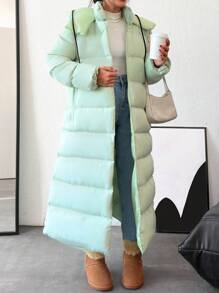 RueChic ASPEN Women's Mountain Trekking Hooded Padded Long Winter Coat - Green - View 9