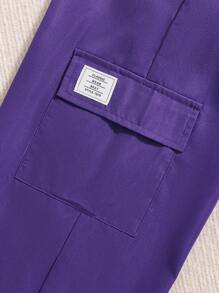 Sparklyn Tween Girl Letter Graphic Drawstring Waist Cargo Pocket Ankle-Tied Casual Pants