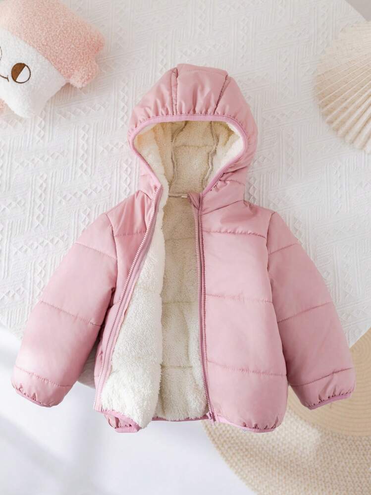Baby Girl Cute Hooded Warm And Versatile For Outdoor Wear, Autumn/Winter Clothes - Pink - View 7