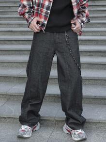 Manfinity EMRG Plus Size Men's Casual Simple Denim Jeans - Black - View 6