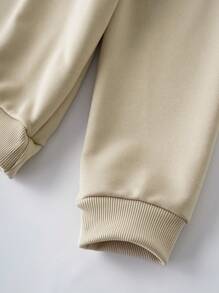 SHEIN 青少年男童压纹休闲套头卫衣 - 杏色 - 查看 3