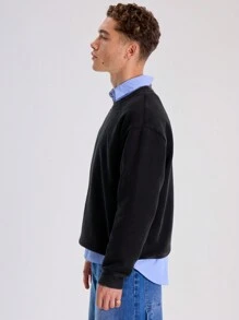 Musero Crew Neck Distressed Long Sleeve Jumper - Black - View 2