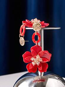 SHEIN SXY 女士简约花形无穿孔耳环，休闲日常佩戴情人节、妈妈、母亲、母亲节、礼物