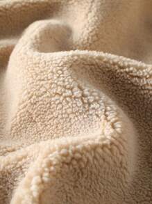 Manfinity Homme 1pc Men Winter Patch Pocket Lined Zip-Up Jacket - Khaki - View 3