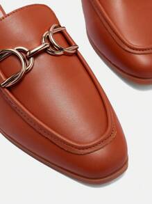 CUCCOO BIZCHIC Women Metal Chain Decor Flat Loafer Shoes New Year Holiday