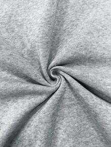 SHEIN LUNE 女士休闲卡通字母印花圆领落肩宽松羊毛运动衫，秋冬 - 灰色 - 查看 6