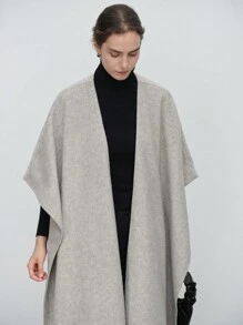 Aalyst 1 件女式复古卡其色斗篷开衫中长外套 - 卡其色 - 查看 8