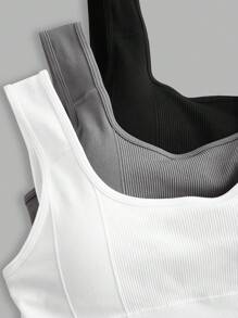 Gameset SHEIN Sport Women Square Neck Seamless Solid Cropped Sports Bra