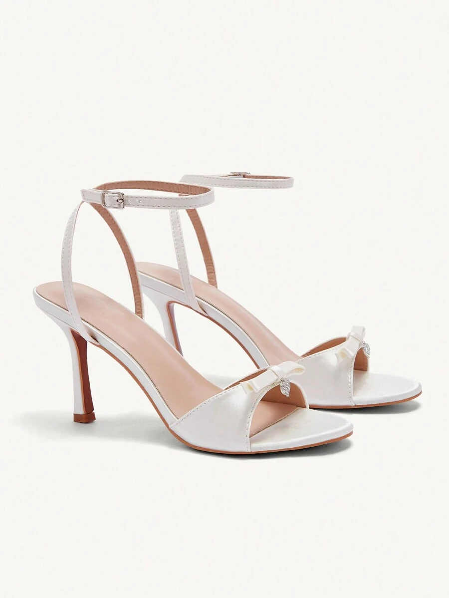 CUCCOO CHICEST Sandalias de tacón alto de punta abierta color rosa para mujeres, nuevas para Año Nuevo y fiestas - Blanco - Ver 1