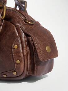 SHEIN BAE Túi xách da nâu cổ điển - màu nâu - Xem 7