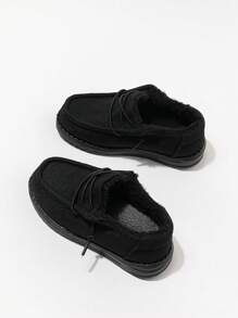 أحذية رياضية جديدة للخريف/الشتاء ذات لون أسود ثابت ، مبطنة حرارياً، سهلة الارتداء ،مع نعل مُقاوم للانزلاق، مناسبة لعيد الميلاد