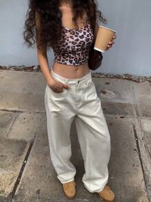 DAZY Women Solid White Casual Loose Fit Jeans - White - View 8