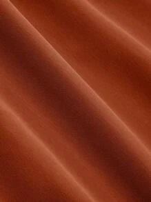 SHEIN Clasi Váy suông màu trơn cỡ lớn, buộc nút phía trước, đơn giản, thường ngày - Rỉ Nâu - Xem 5